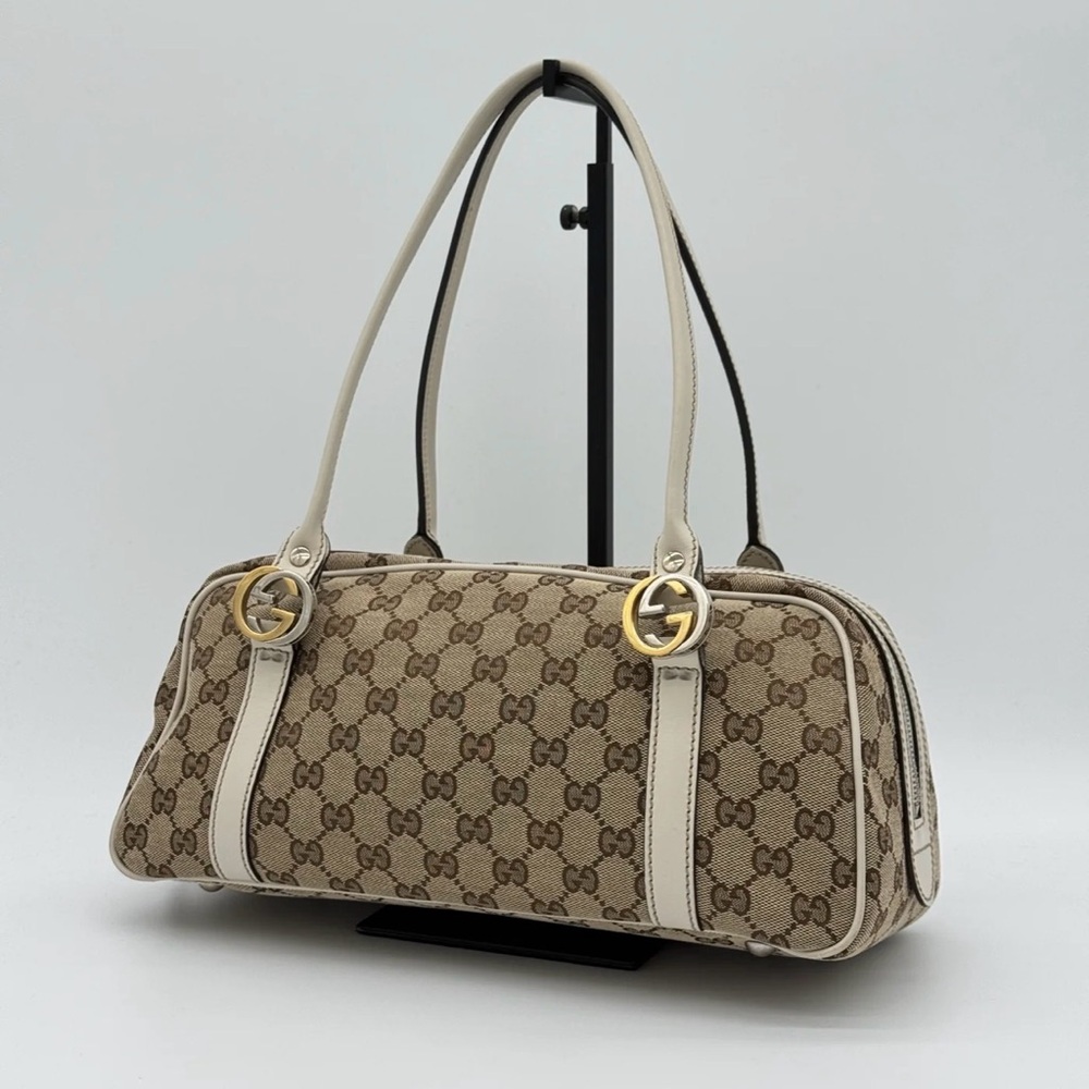 Vintage Gucci Twins Boston GG Canvas Shoulder Bag